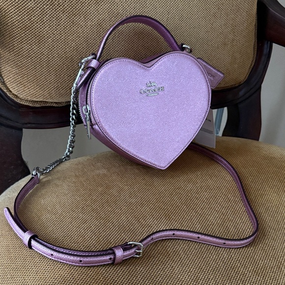 Coach Handbags - NWT Valentines Coach Heart-Shaped Pink Crossbody Bag